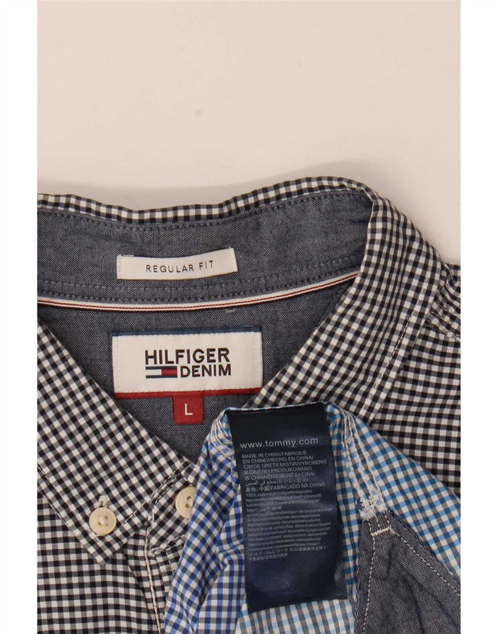 Tommy Hilfiger Uomo Regular Fit Camicia Large Blu in cotone a quadretti