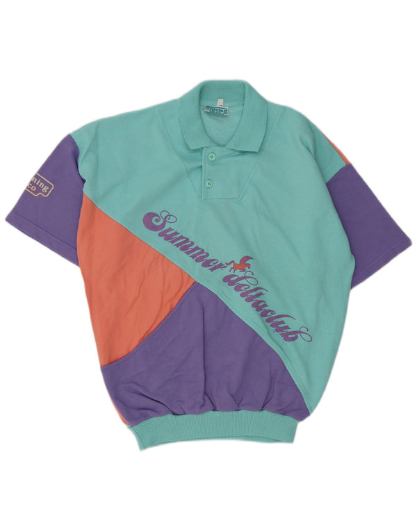 Felpa grafica vintage da uomo, maglione, grande, multicolore, color block