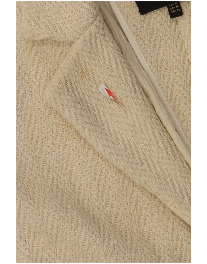 Soprabito aperto da donna con maniche a 3/4 di Massimo Dutti UK 6 XS bianco sporco a spina di pesce