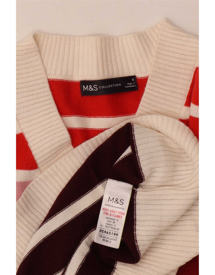 Maglione maglione con scollo a V da donna Marks & Spencer UK 8 piccolo multicolore