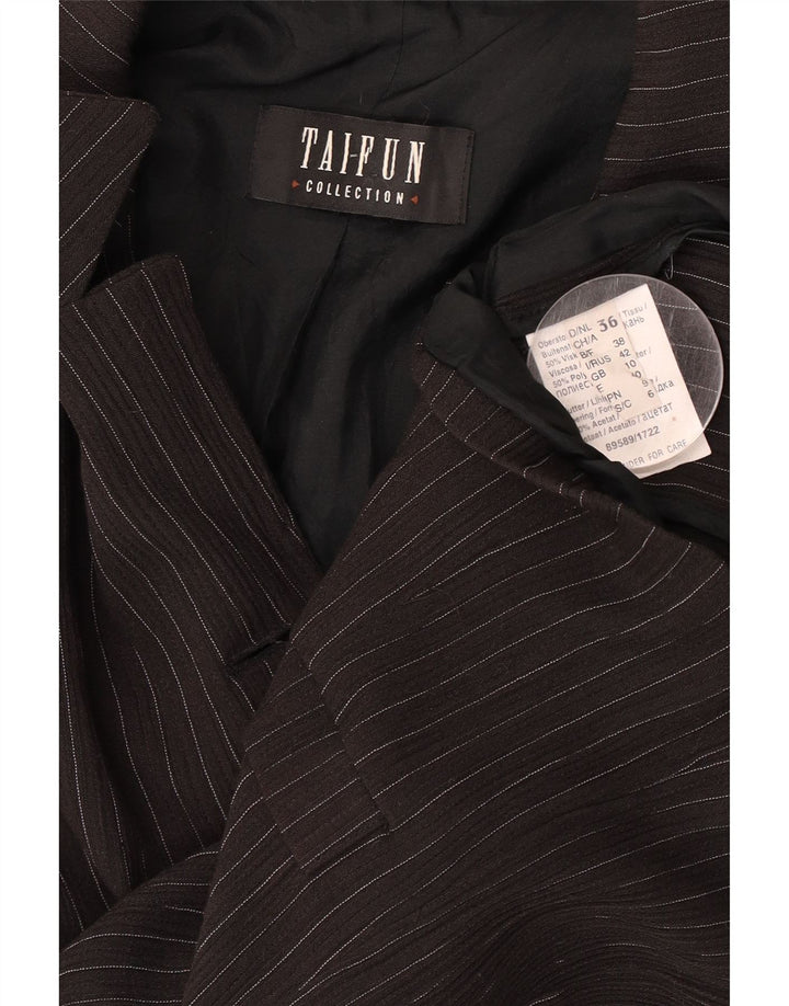 Giacca blazer da donna a 4 bottoni Taifun UK 10 piccola viscosa gessata marrone