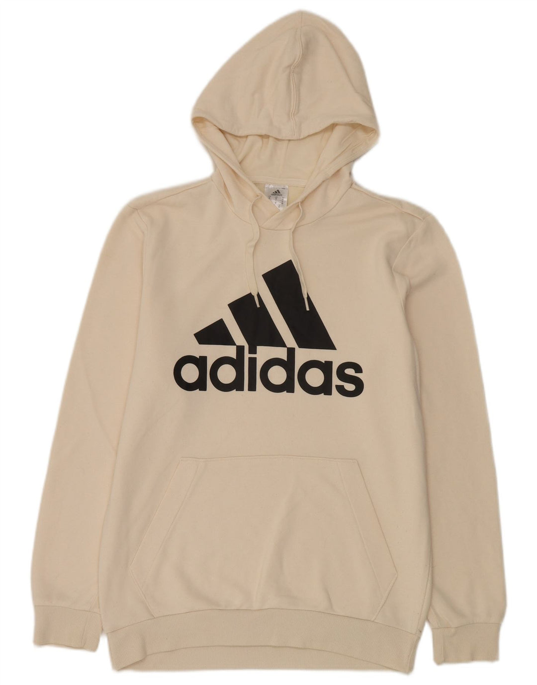 Felpa con cappuccio grafica da uomo Adidas, cotone bianco sporco medio