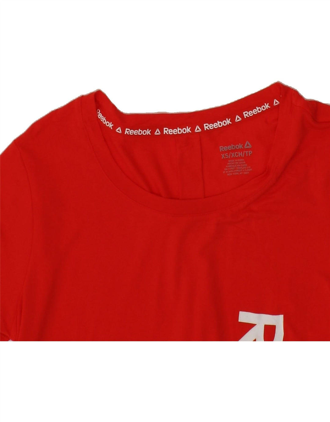 REEBOK Womens Graphic T-Shirt Top UK 6 XS Red Polyester Vintage Reebok and Second-Hand Reebok from Messina Hembry 