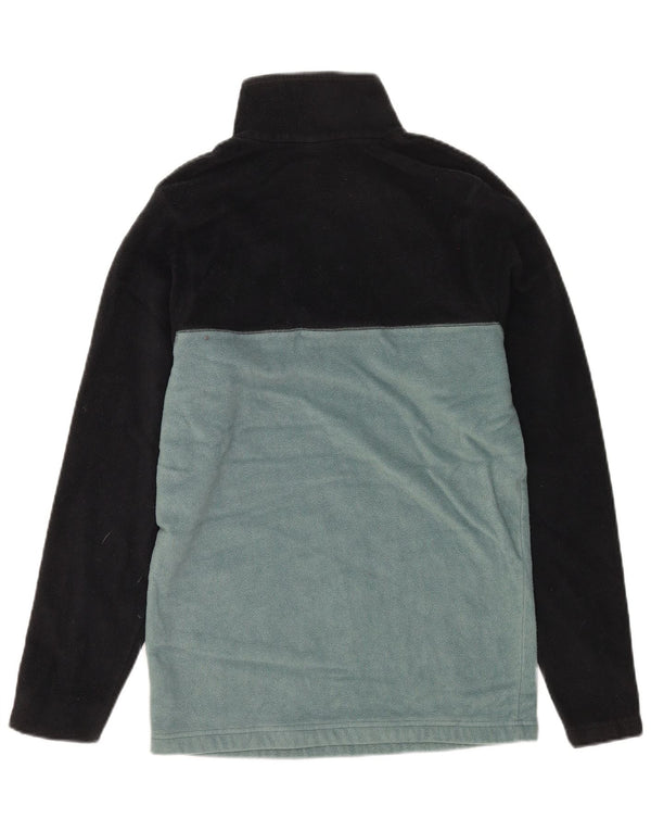 Maglione in pile da donna COLUMBIA con collo a bottoni UK 14 Large Black Colourblock