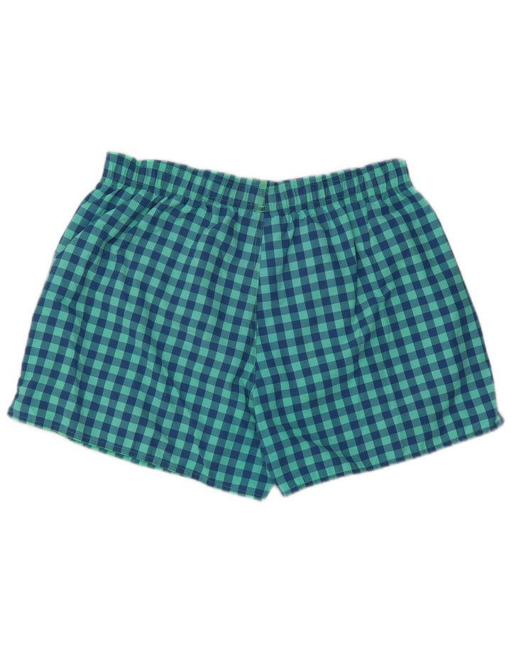 Pantaloncini da bagno da uomo Adidas Large turchese a quadretti in nylon