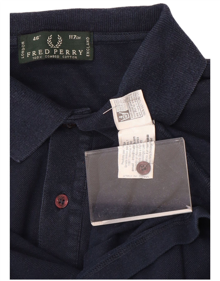 Polo da uomo a maniche lunghe Fred Perry Large in cotone blu navy