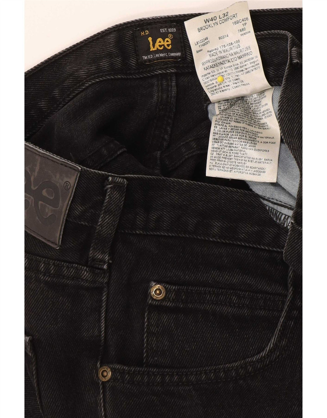 Jeans dritti da uomo Lee Brooklyn W40 L32 cotone nero