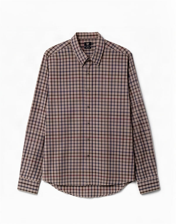 Camicia slim fit da uomo di Dack 2XL in cotone a quadri grigio