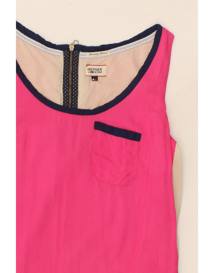 TOMMY HILFIGER Womens Sleeveless Basic Dress UK 6 XS Pink Colourblock Vintage Tommy Hilfiger and Second-Hand Tommy Hilfiger from Messina Hembry 