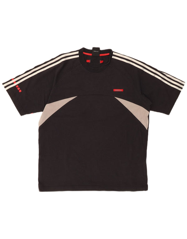 ADIDAS Mens T-Shirt Top Large Black Colourblock Cotton