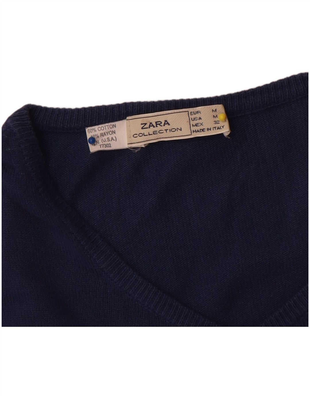 Maglione cardigan da donna Zara UK 14 cotone blu navy medio