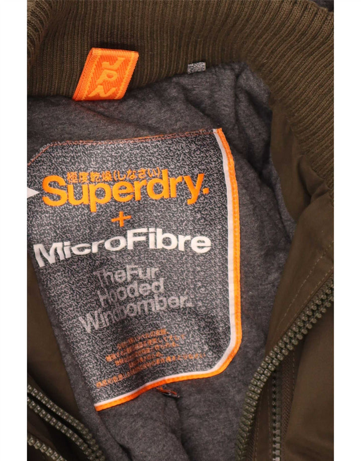 Giubbotto bomber con cappuccio da uomo Windbomber Superdry UK 34 XS poliestere kaki