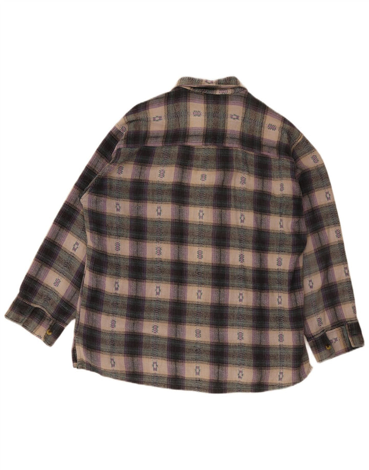 S.S.Shirties Camicia da uomo in flanella dal taglio ampio, motivo a quadri multicolore medio