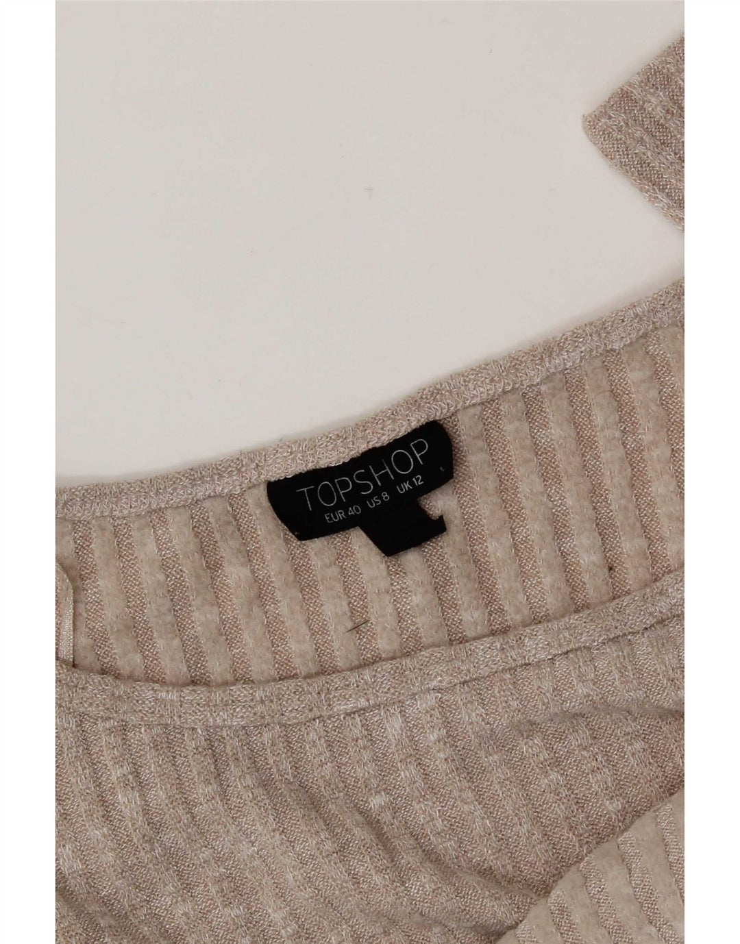 Topshop Donna Crop Top oversize manica lunga UK 12 Beige medio screziato