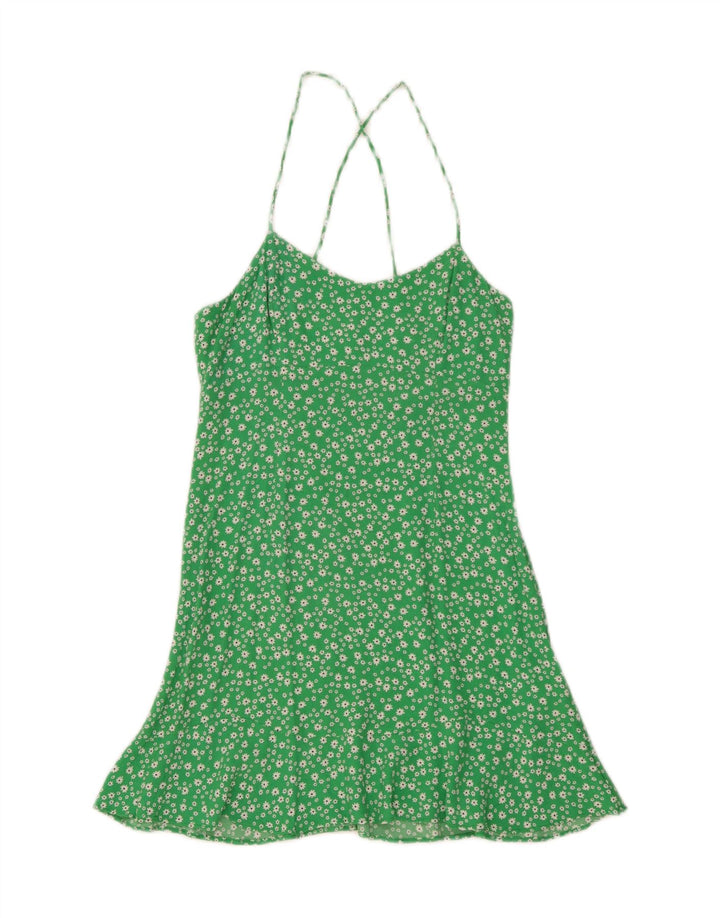 Vestito estivo da donna Zara UK 12 Viscosa floreale verde medio