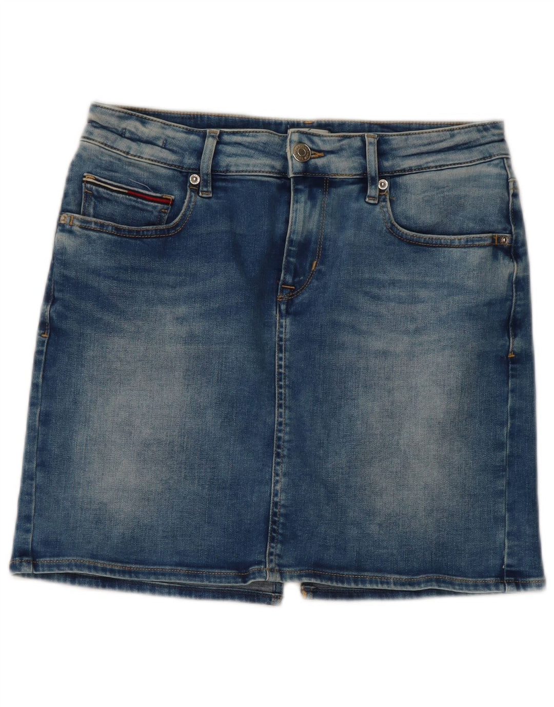 Mini gonna di jeans da donna Tommy Hilfiger W29 cotone blu medio