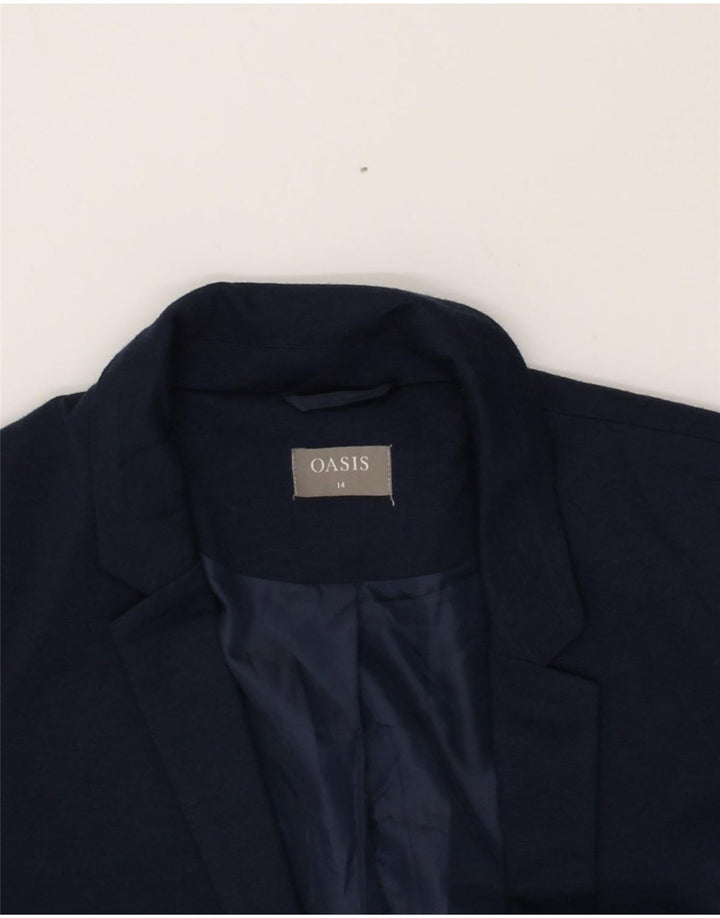 OASIS Womens 1 Button Blazer Jacket UK 14 Large Navy Blue Polyester Vintage Oasis and Second-Hand Oasis from Messina Hembry 