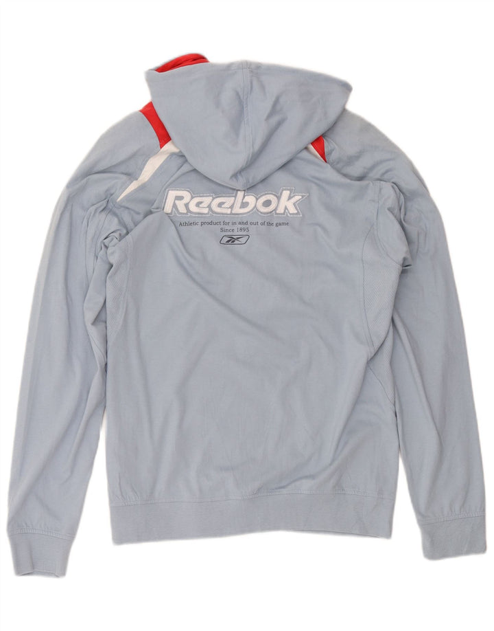 Maglione con cappuccio e zip da uomo Reebok piccolo in cotone color block blu