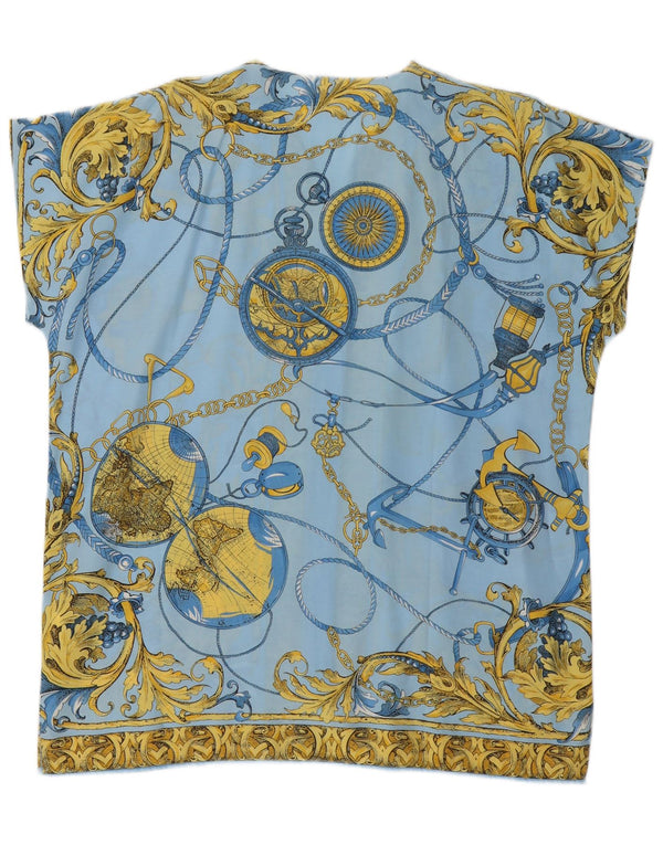 Camicetta vintage da donna a maniche corte a maniche lunghe IT 48 XL Blu floreale