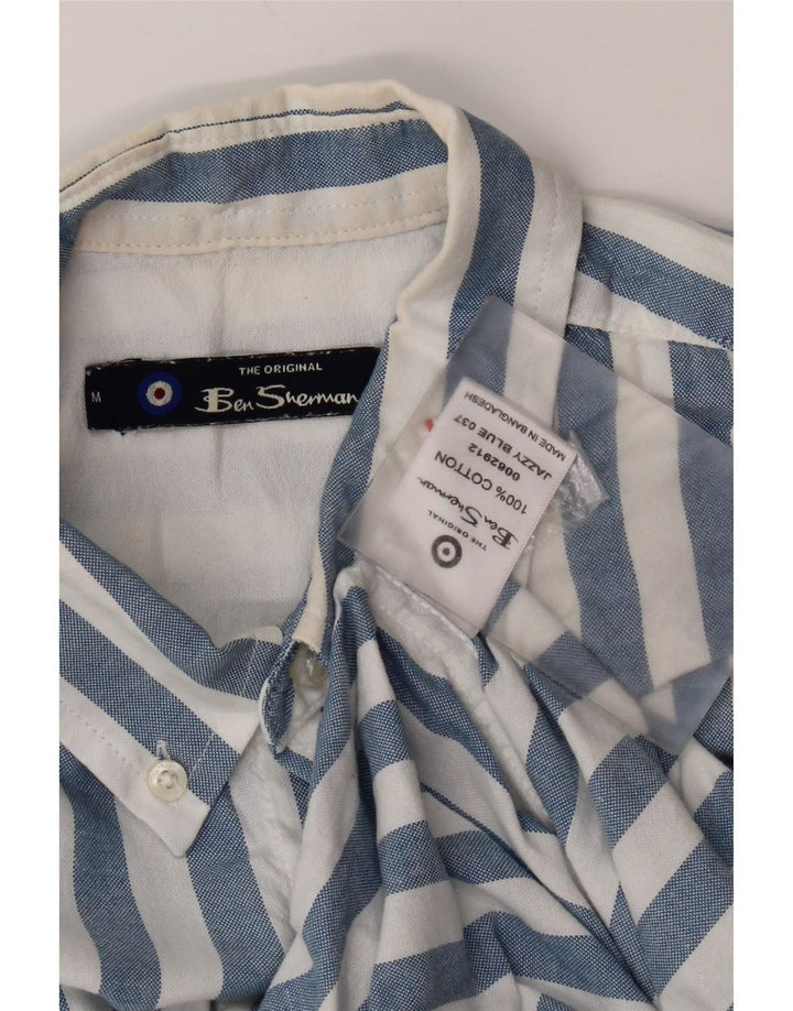 Camicia a maniche corte da uomo Ben Sherman in cotone a righe blu medio