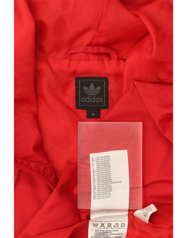 Giacca da ginnastica da uomo con cappuccio Adidas, giacca in poliestere color block rosso medio