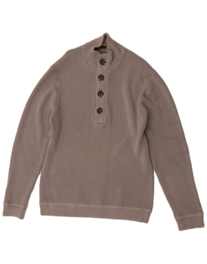 Maglione da uomo Reiss con collo a bottoni XL in cotone grigio