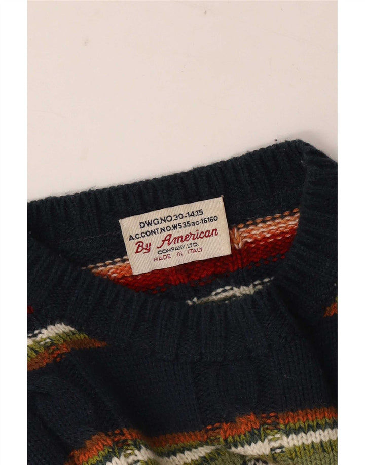 Maglione vintage da uomo girocollo a righe multicolori