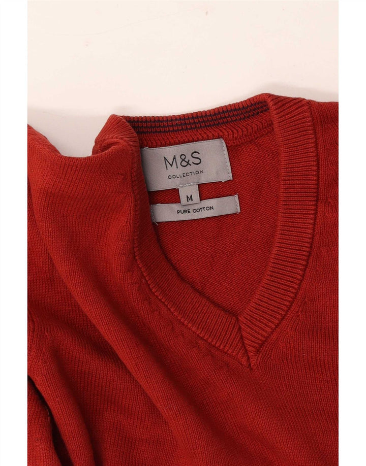 Maglione da uomo con scollo a V Marks & Spencer rosso medio