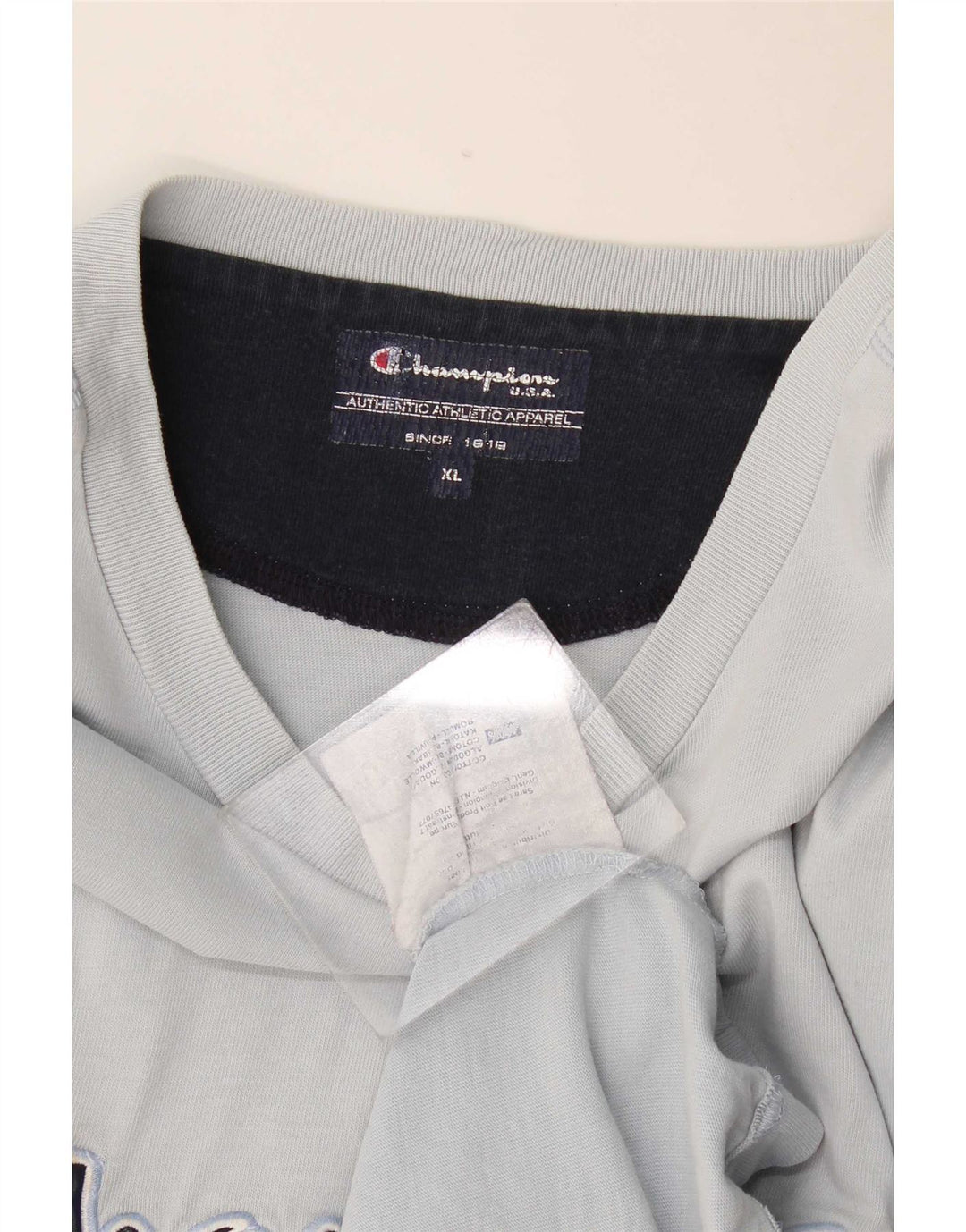 Champion Top grafico da uomo a maniche lunghe XL in cotone blu