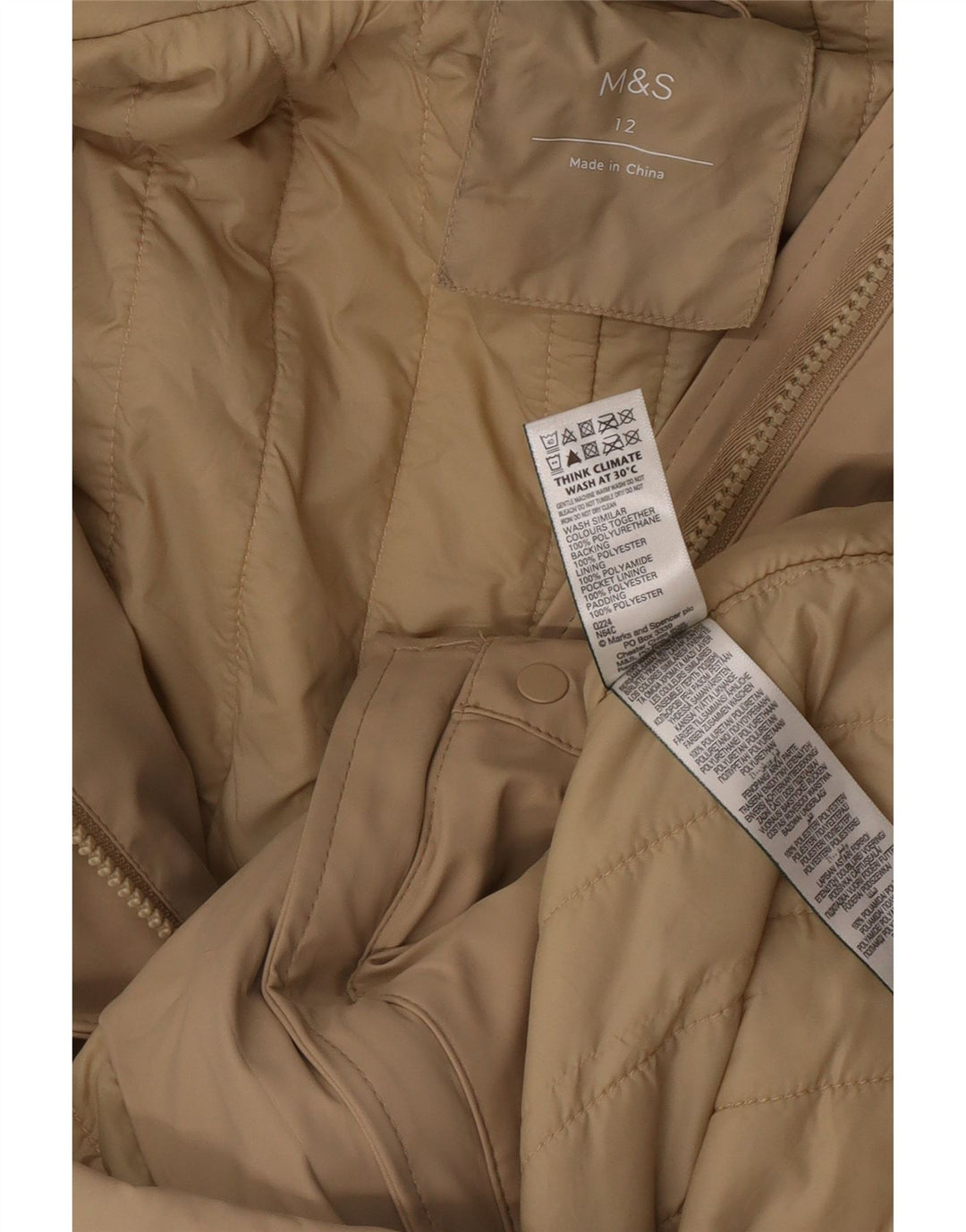 Impermeabile con cappuccio da donna Marks & Spencer UK 12 Poliuretano beige medio