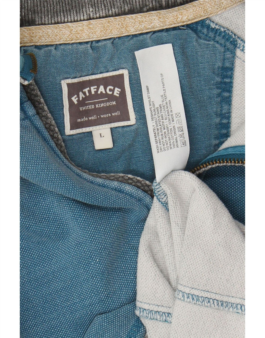 FAT FACE Felpa da uomo con collo con zip, maglione grande, cotone blu