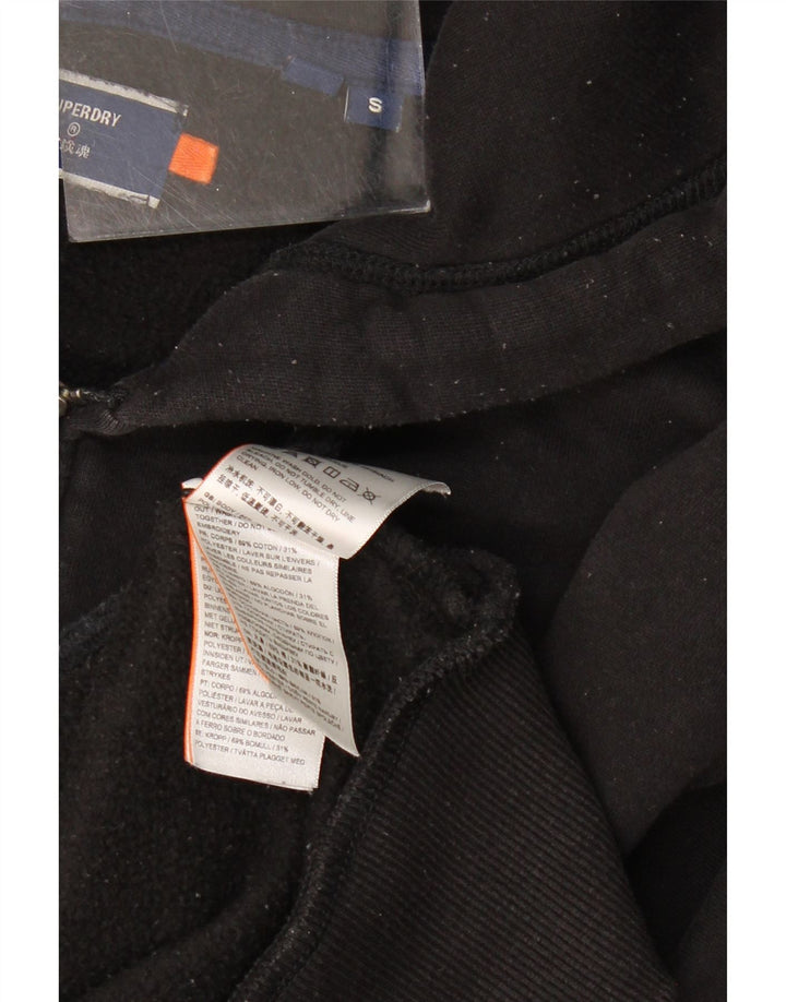 Maglione con cappuccio e zip da uomo Superdry piccolo in cotone nero