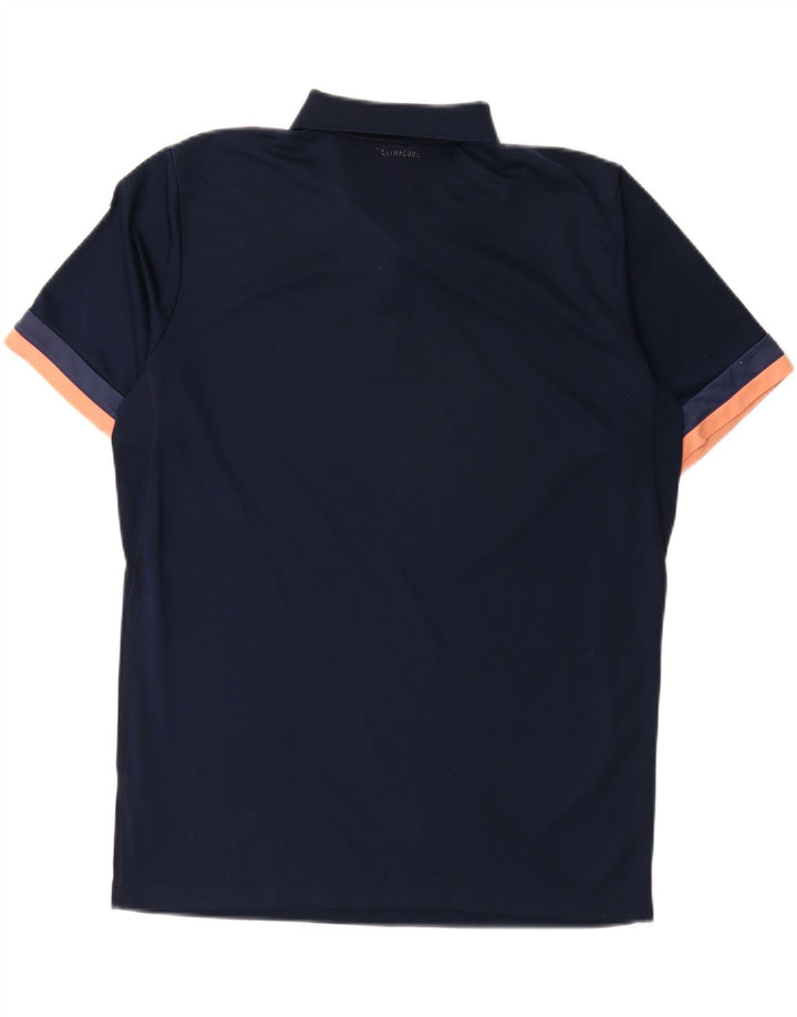ADIDAS Mens Climacool Polo Shirt Large Navy Blue Colourblock Polyester Vintage Adidas and Second-Hand Adidas from Messina Hembry 