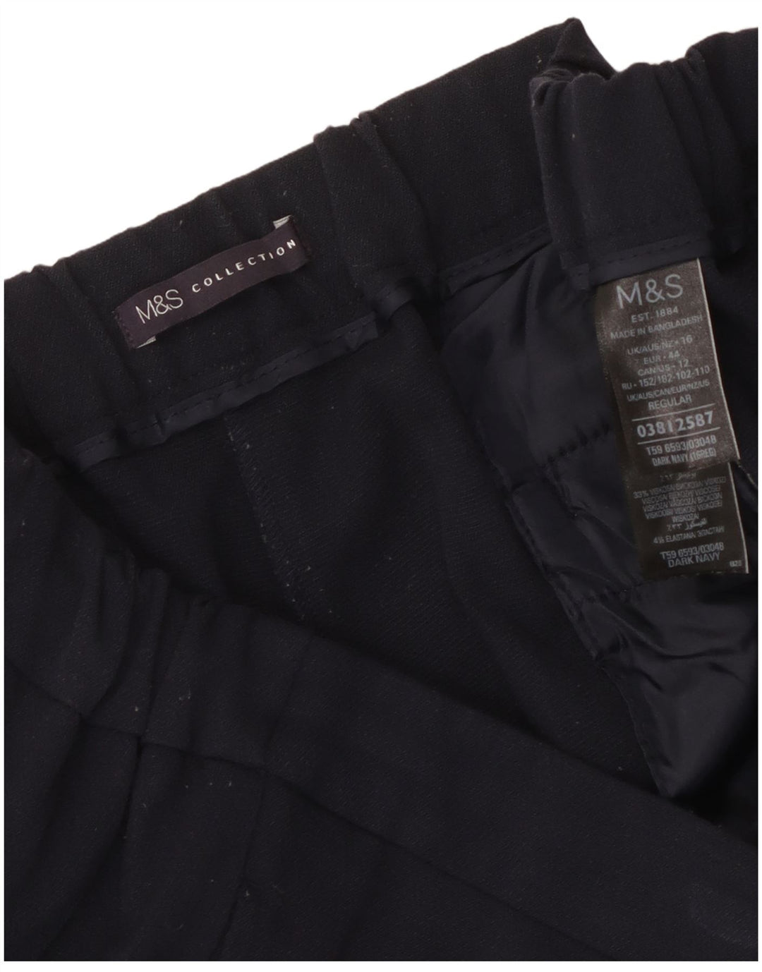 Pantaloni casual da donna Marks & Spencer US 16 Large W36 L26 Blu Navy