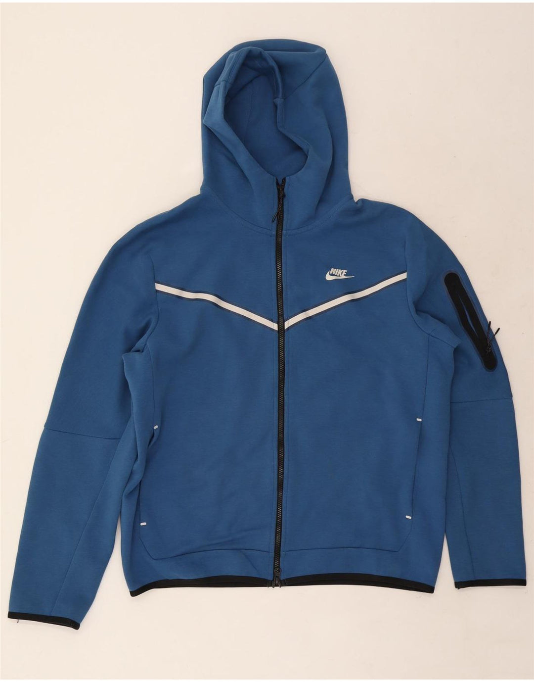 Felpa con cappuccio e zip da uomo Nike in cotone a righe grandi blu