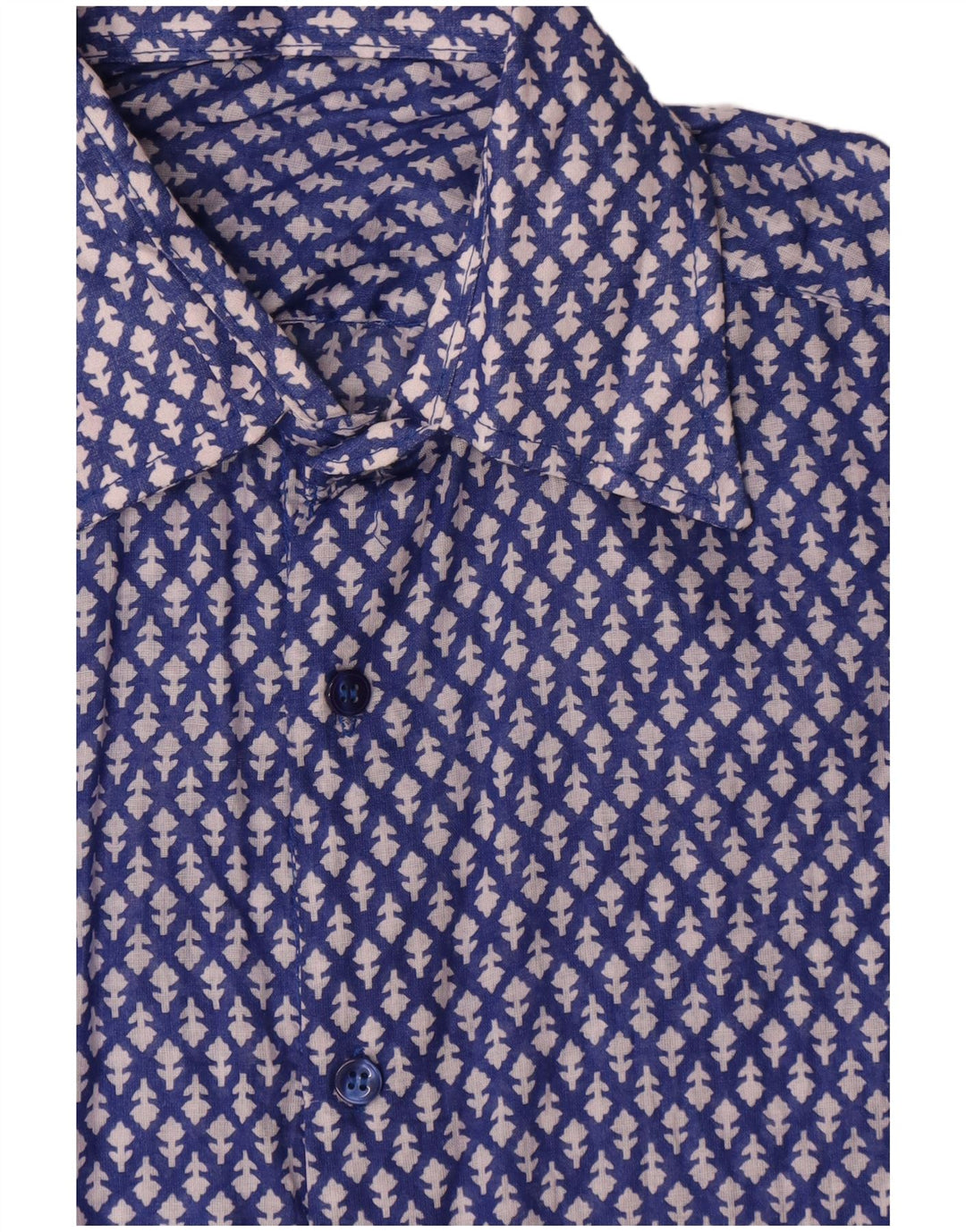 Camicia vintage da uomo blu medio floreale