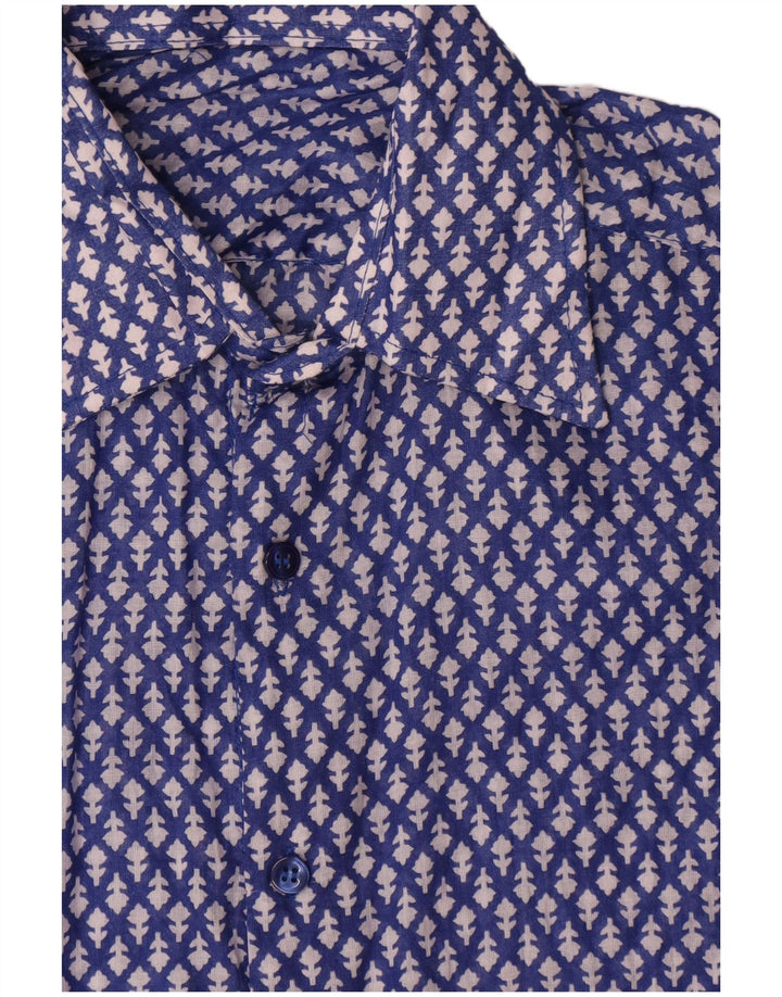 Camicia vintage da uomo blu medio floreale