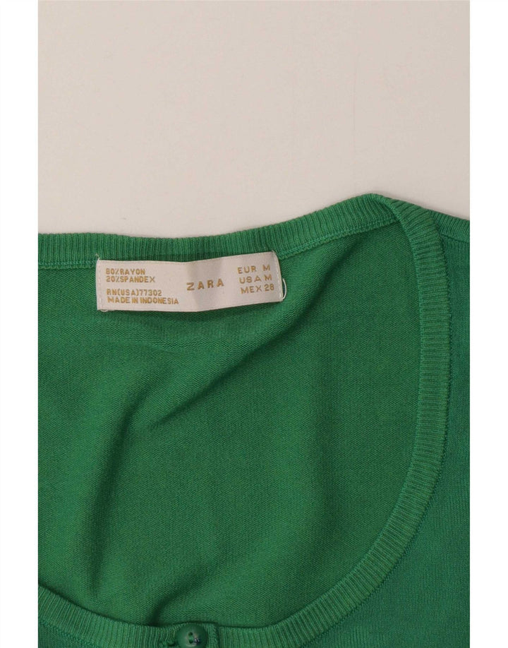 Maglione cardigan da donna Zara UK 12 Rayon verde medio