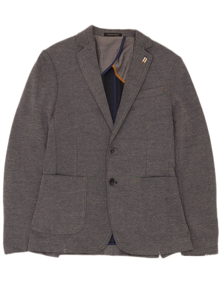 Giacca blazer a 2 bottoni da uomo Zara EU 46 piccola poliestere grigio
