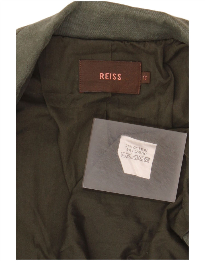 Giacca blazer da donna a 1 bottone Reiss UK 12 cotone verde medio