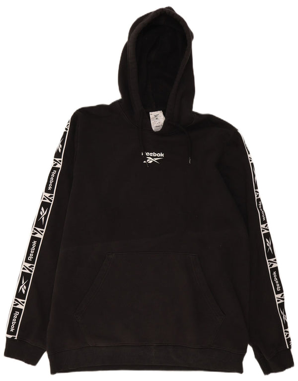 Felpa con cappuccio grafica da uomo Reebok XL in cotone nero