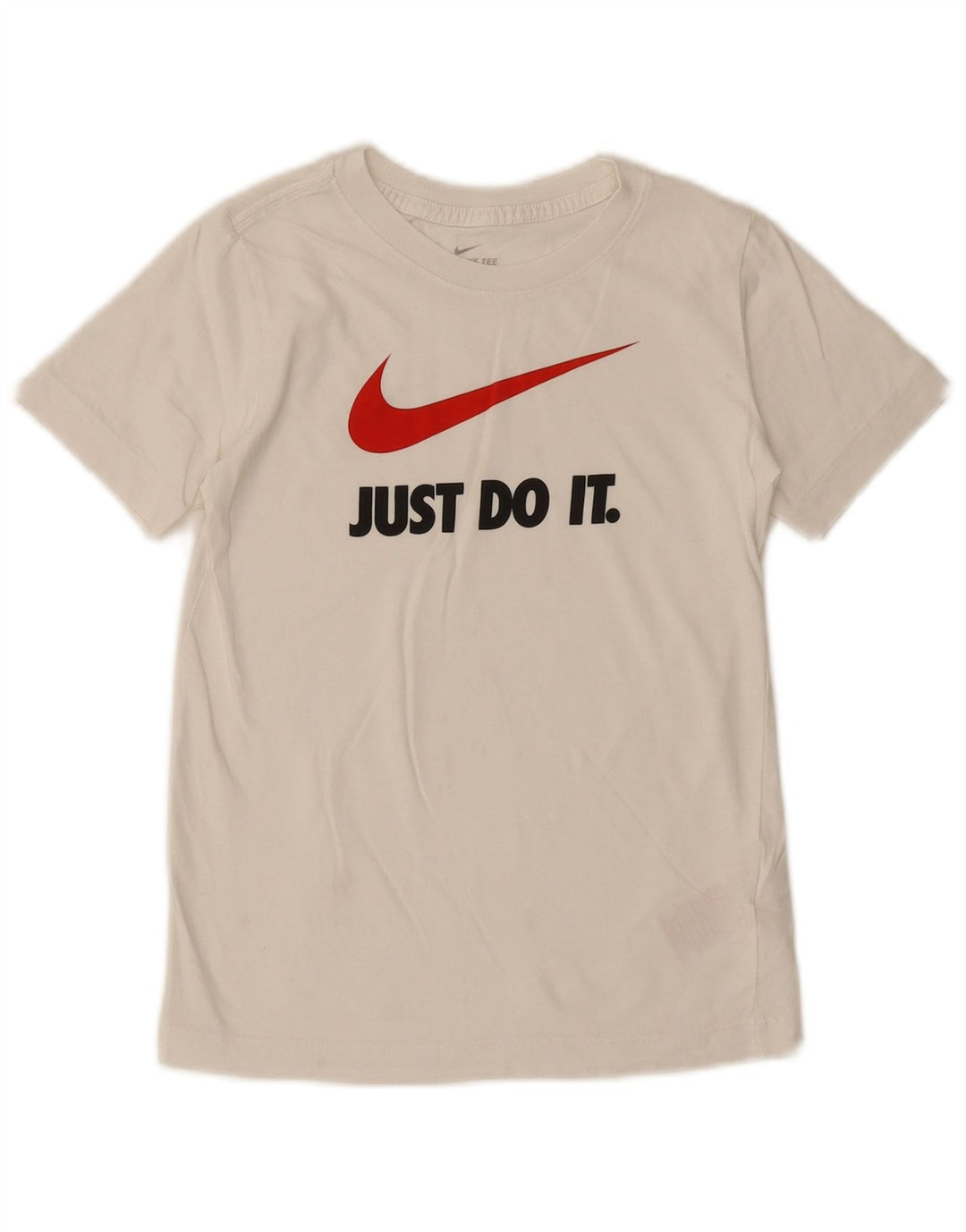 NIKE Boys Graphic T-Shirt Top 8-9 Years Small Off White Cotton
