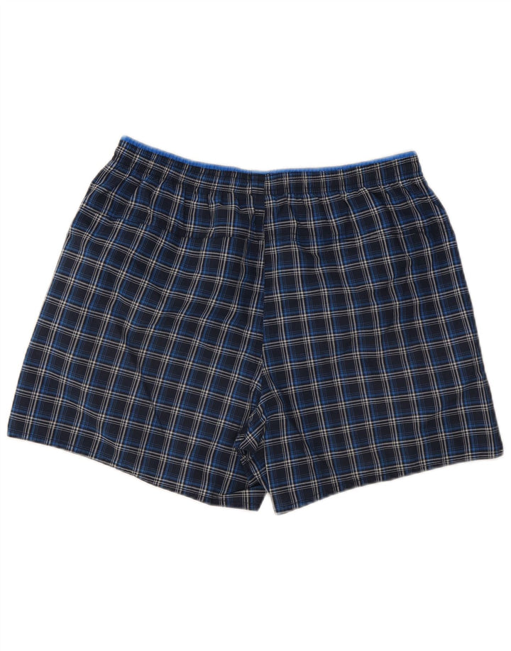 Pantaloncini sportivi da uomo Adidas medi in poliestere a quadri blu navy