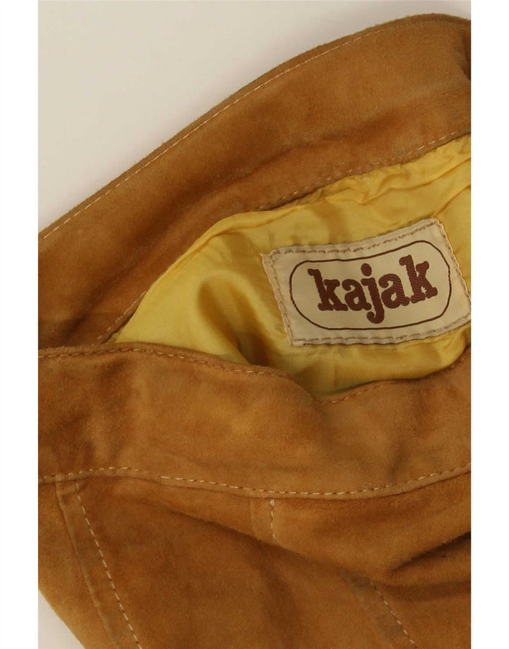 Gonna svasata vintage da donna in pelle scamosciata W26 piccola marrone