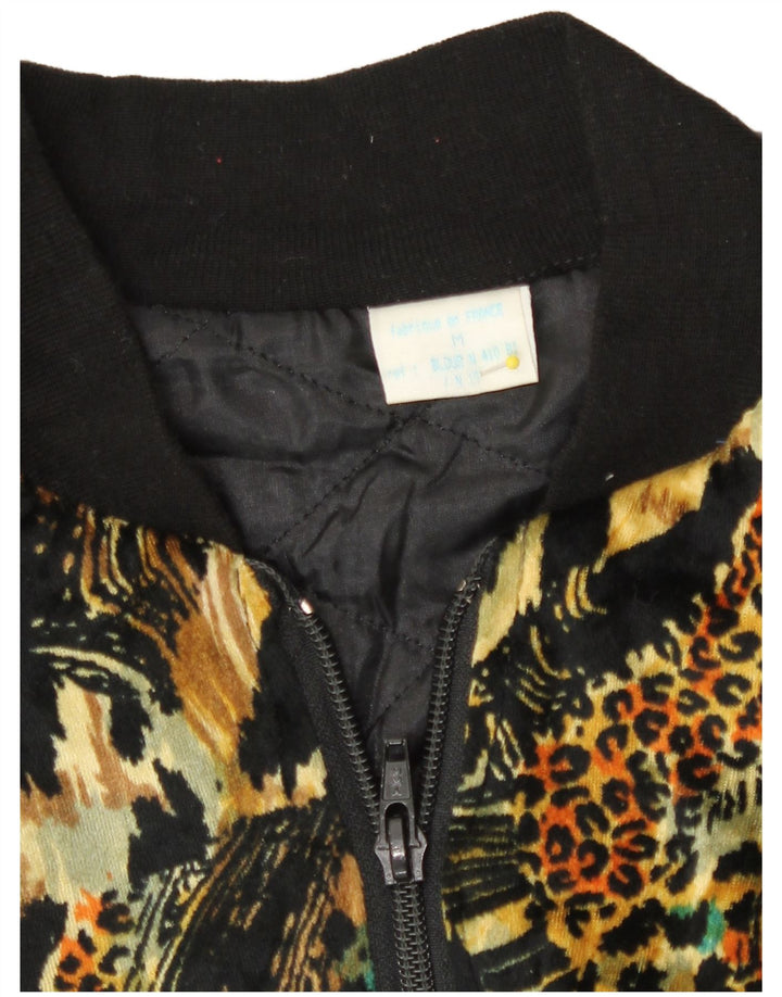 Giubbotto bomber da donna vintage UK 14 stampa animale multicolore media