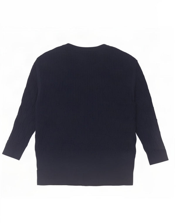 Maglione cardigan con maniche a 3/4 da donna Marks & Spencer UK 16 grande blu navy