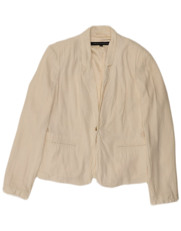 Giacca blazer da donna a 1 bottone French Connection UK 12 Lino bianco medio