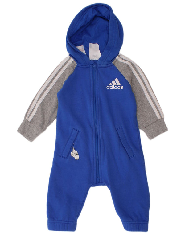 Tuta con cappuccio Adidas da neonato 6-9 mesi in cotone color block blu