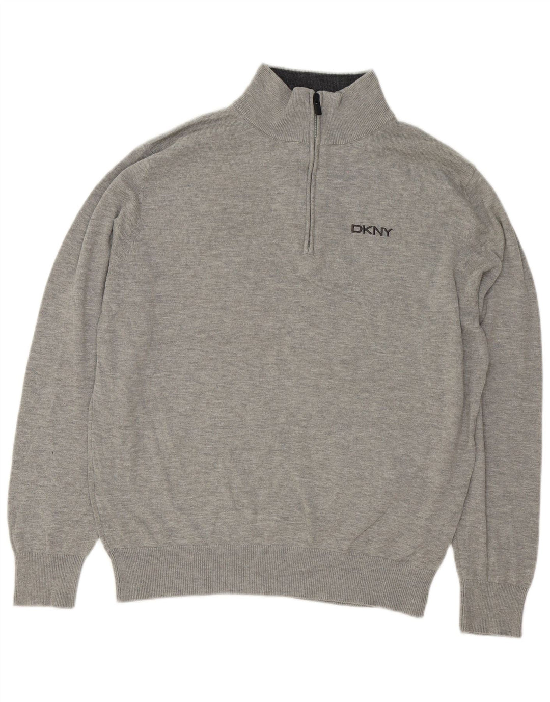 Maglione da uomo Dkny con zip sul collo, grande cotone chiazzato grigio