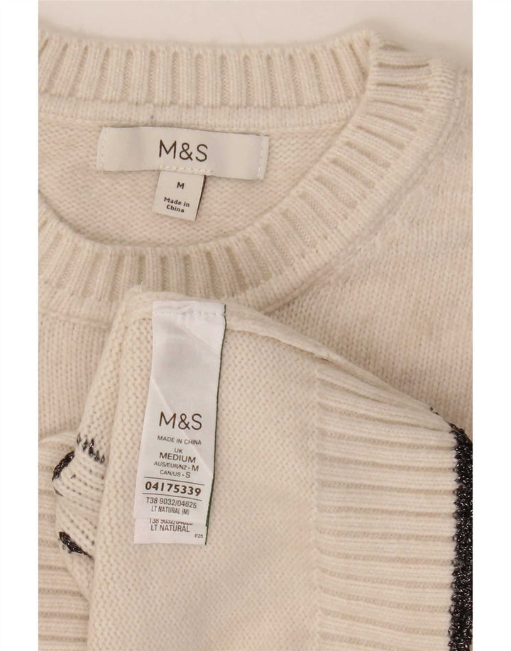 Maglione maglione girocollo da donna Marks & Spencer UK 14 medio bianco sporco